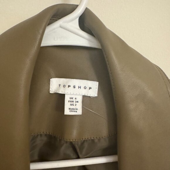 Topshop cropped sleeveless biker jacket vest in brown - NWOT - Picture 6 of 6